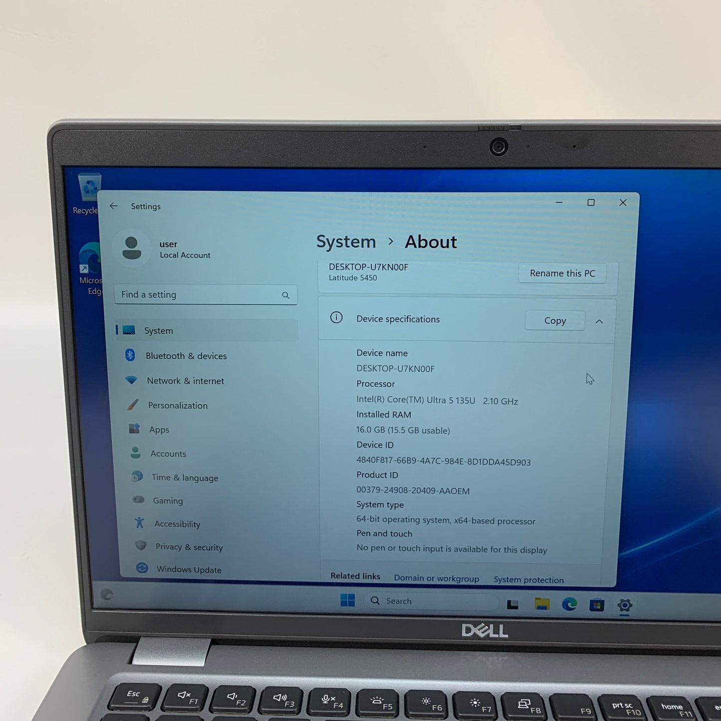 Dell Latitude 5450 14" Ultra 5 135H 2.1GHz 16GB RAM 512GB SSD