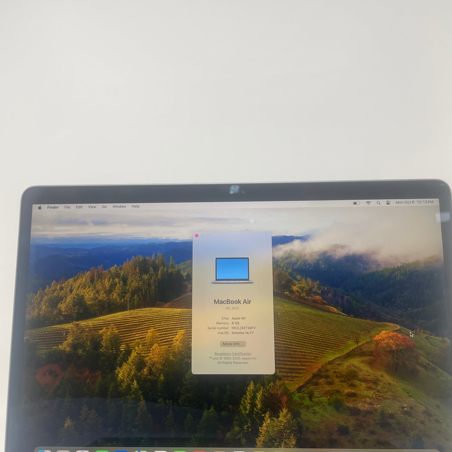 2020 Apple MacBook Air 13.3" M1 8C GPU 3.2GHz 8GB RAM 256GB SSD MGN73HN/A
