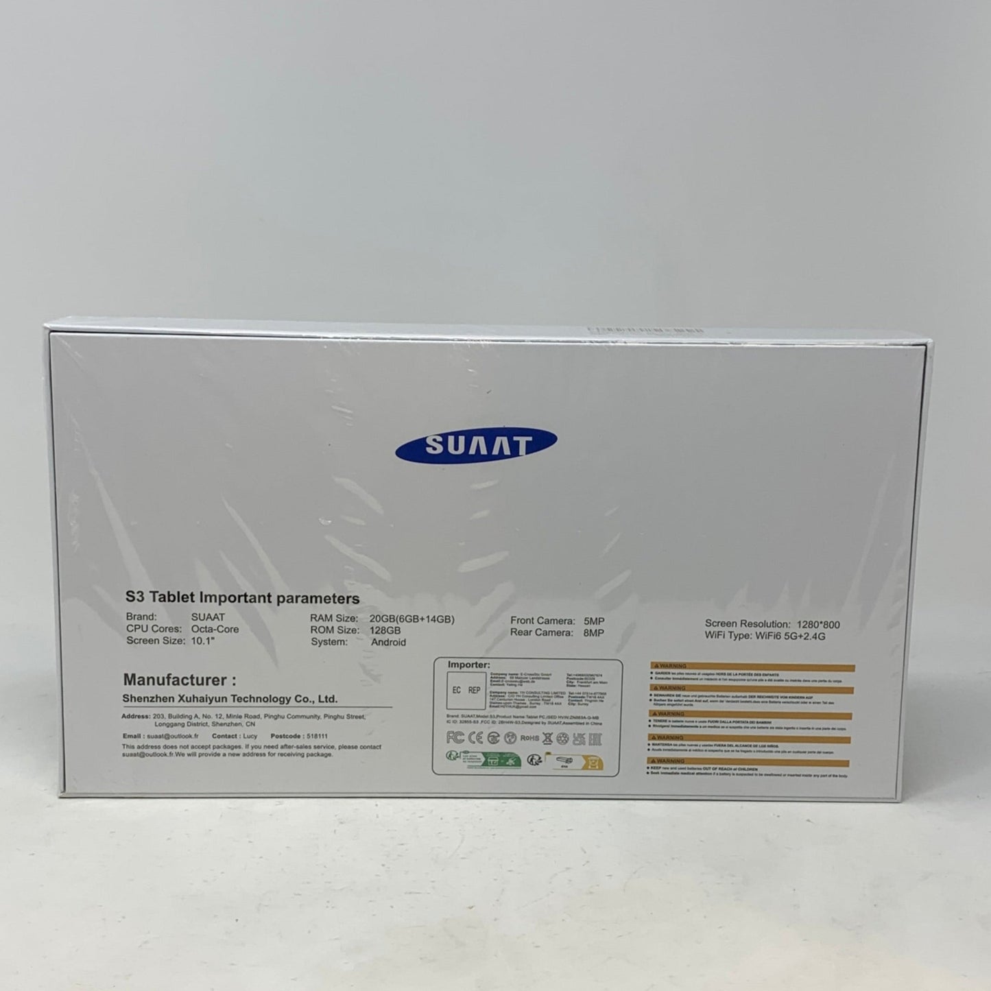 New WiFi Only SUAAT S3 Tablet 128GB Gray S3