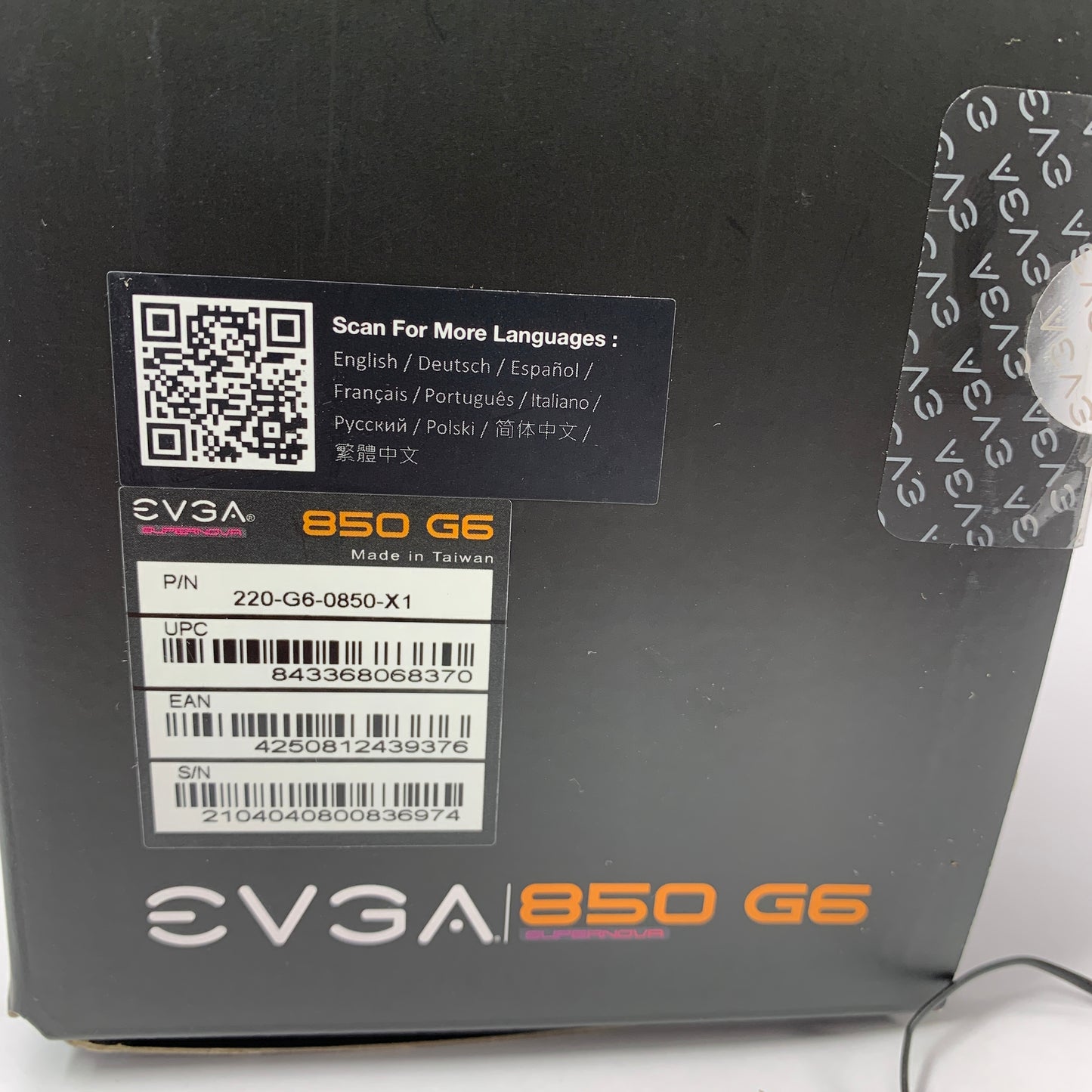EVGA SuperNOVA 850 G6 220-G6-0850-X1 80 Plus Gold 850W F Power Supply