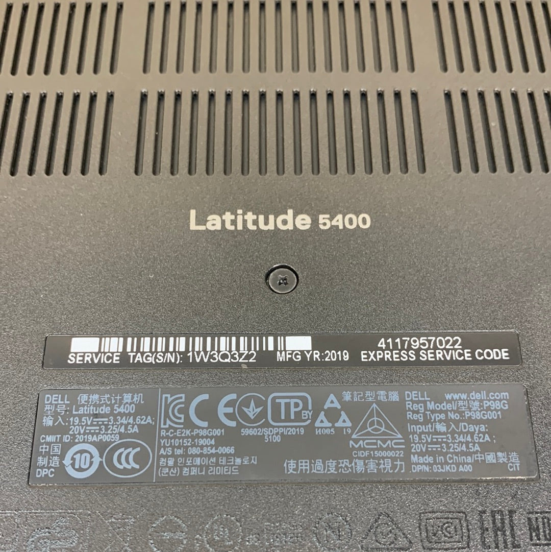 Dell Latitude 5400 P98G 14" i5-8265U 1.6GHz 8GB RAM 512GB SSD