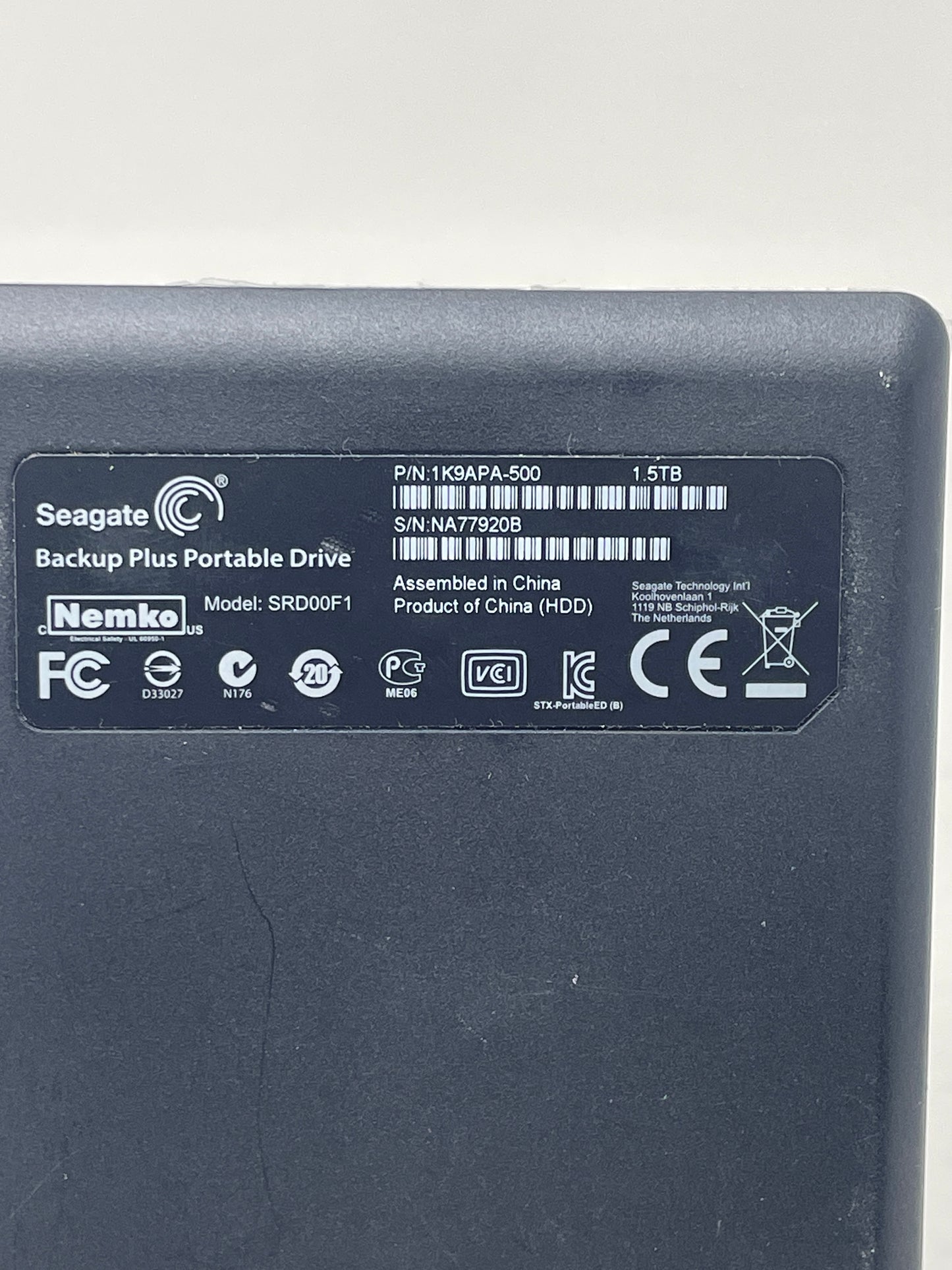 Seagate 2.5" 1K9APA-500 1.5TB USB Type-A Cable HDD SRD00F1