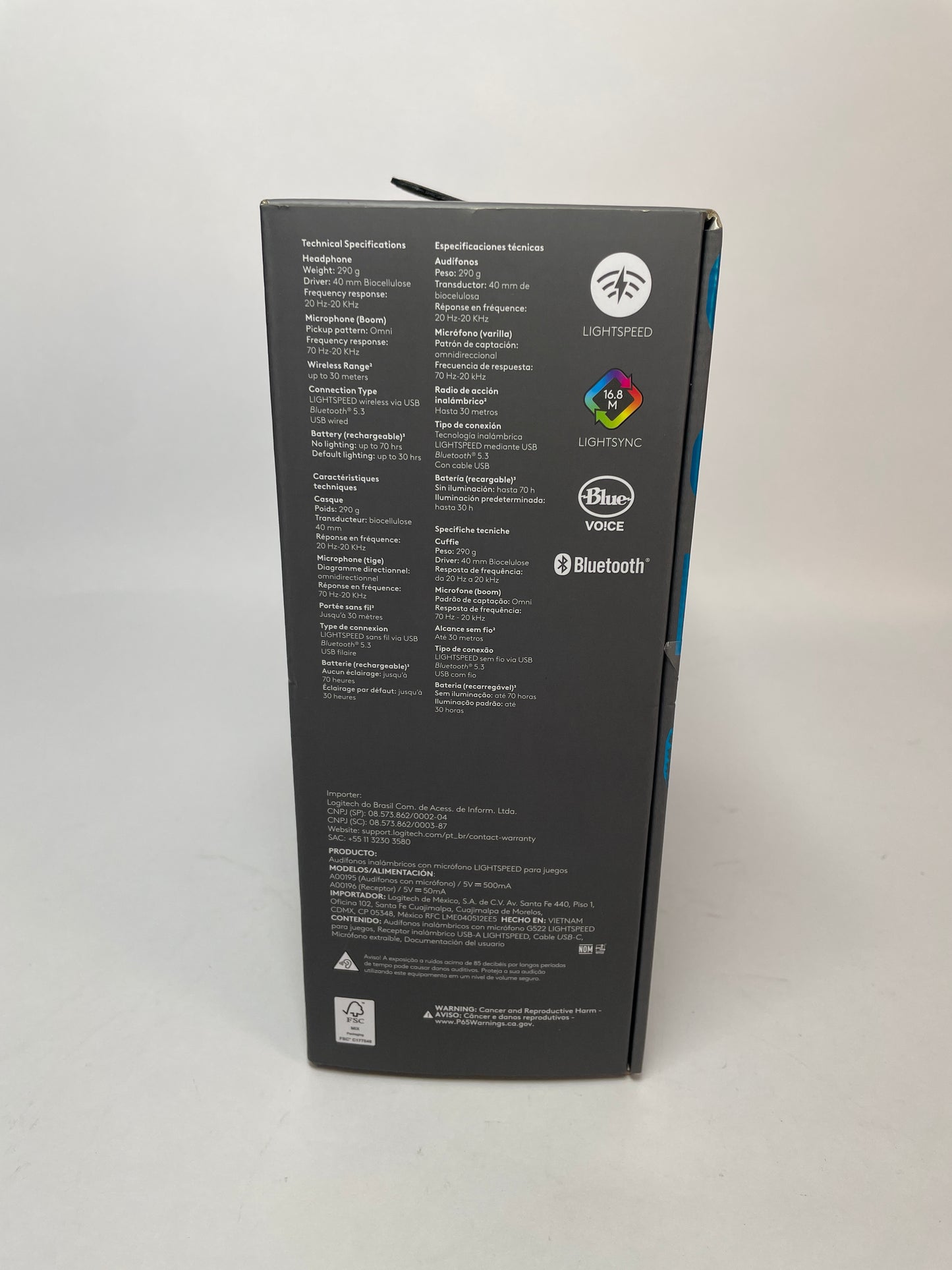 New Logitech G522 Lightspeed Wireless Gaming Headset RGB Black 981-001491