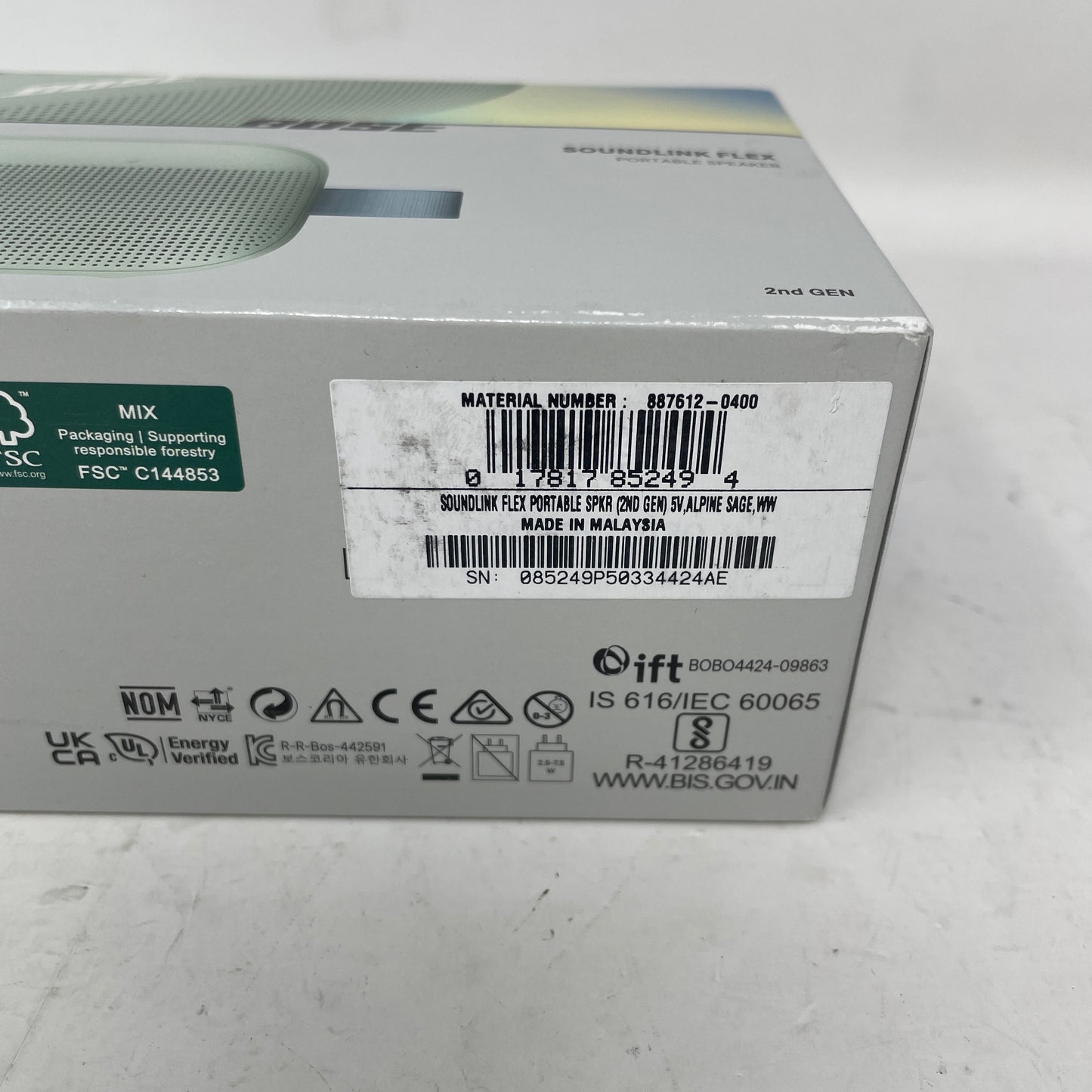NEW Bose SoundLink Flex 2nd Gen Portable Bluetooth Speaker Alpine Sage 887612