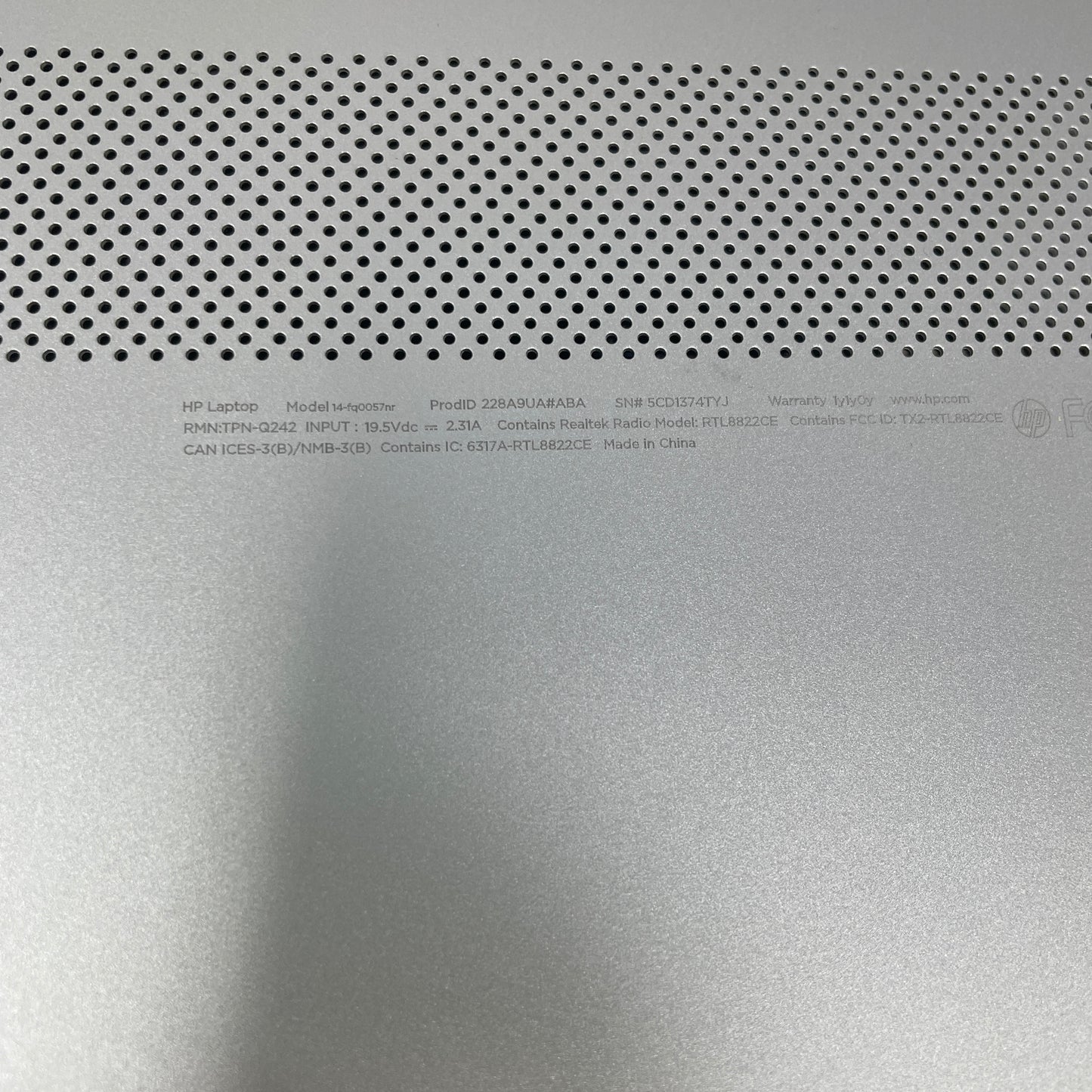 HP Laptop 14-FQ0057NR Athlon Silver 3050U 2.3GHz 4GB RAM 64GB SD