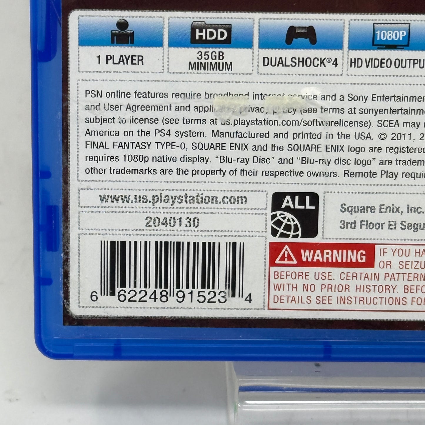 Final Fantasy Type-0 HD (Sony PlayStation 4 PS4, 2015)