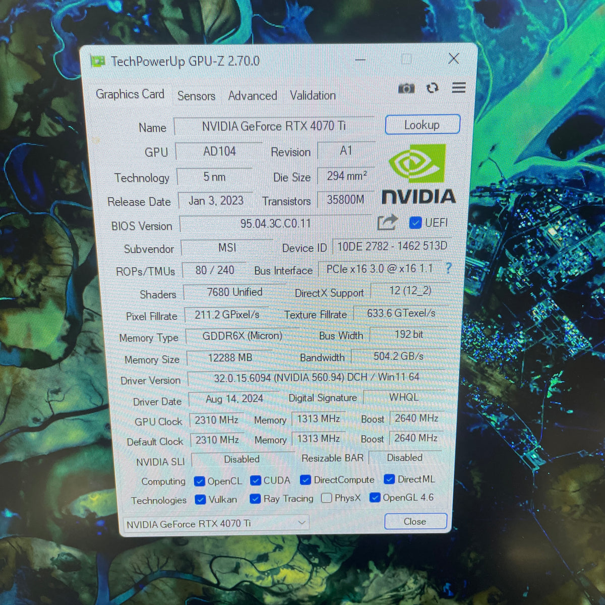 MSI GeForce RTX 4070 Ti Ventus 3X OC 12GB GDDR6X Graphics Card G407TV3X12C