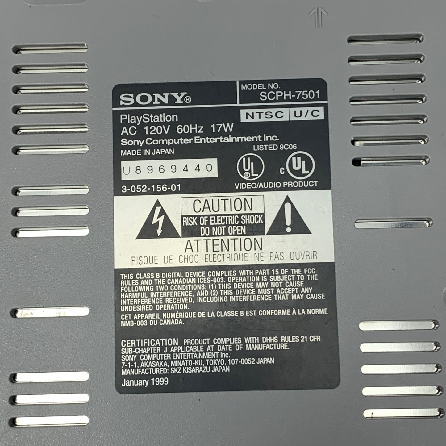 Sony PlayStation 1 PS1 Gray Console Gaming System SCPH-7501