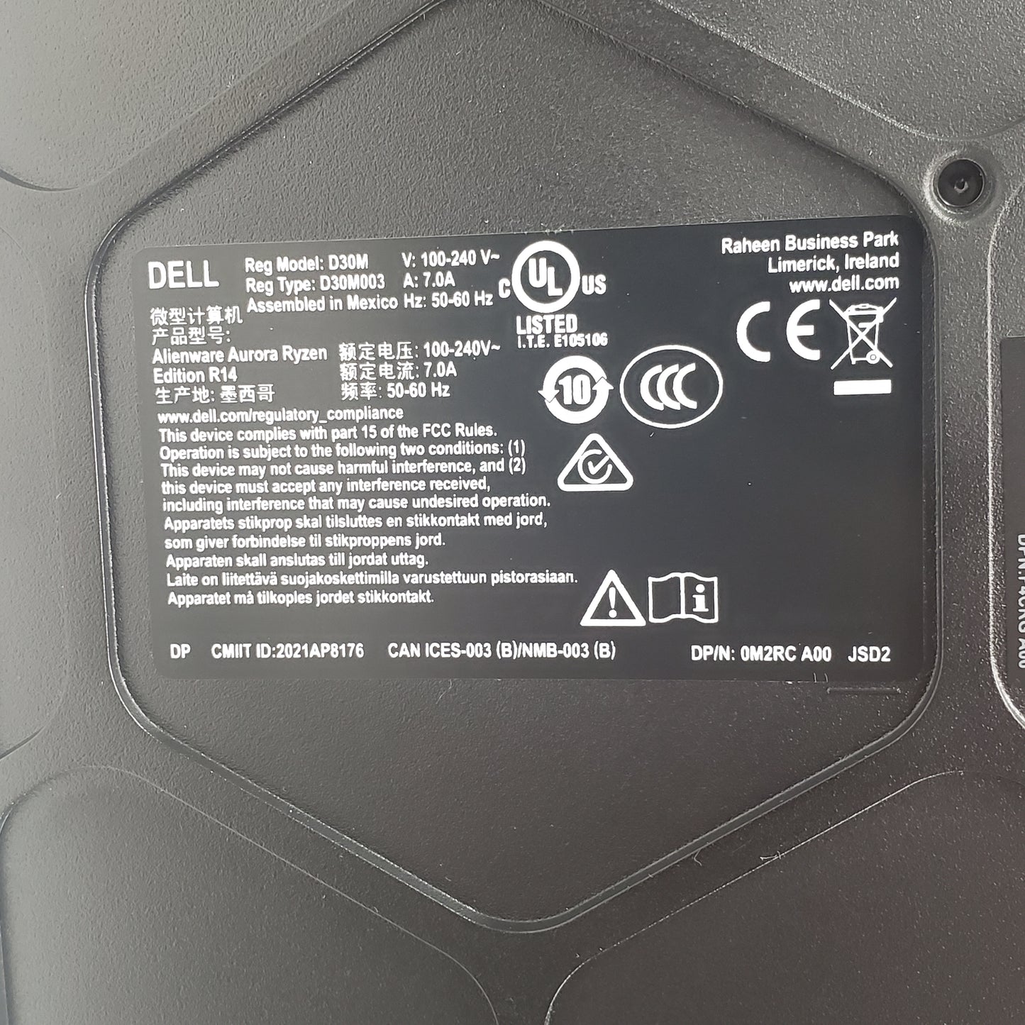 AlienWare Aurora R14 Ryzen 5 5600X 3.70GHz 8GB RAM 256GB SSD AMD Radeon RX 5300