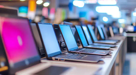 Gaming laptops on display featuring detailed graphics at PayMore Springfield
