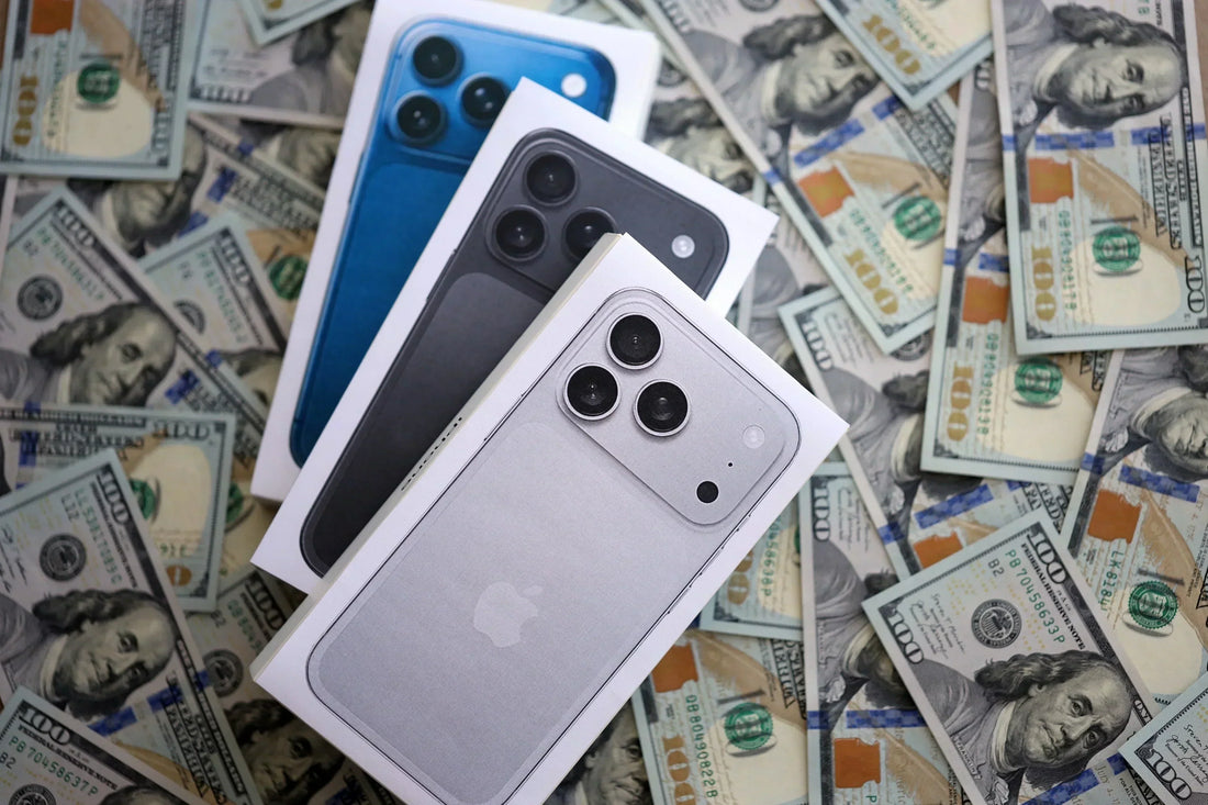 Display of iPhone 11 and newer models available for resale at PayMore Springfield
