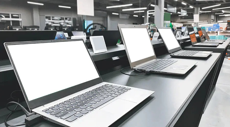 Refurbished laptops displayed at PayMore Springfield