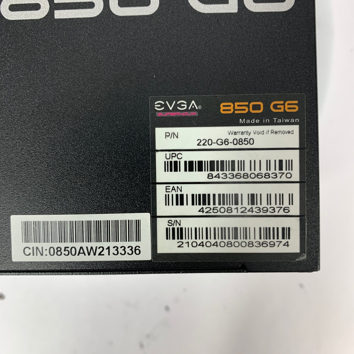 EVGA SuperNOVA 850 G6 220-G6-0850-X1 80 Plus Gold 850W F Power Supply