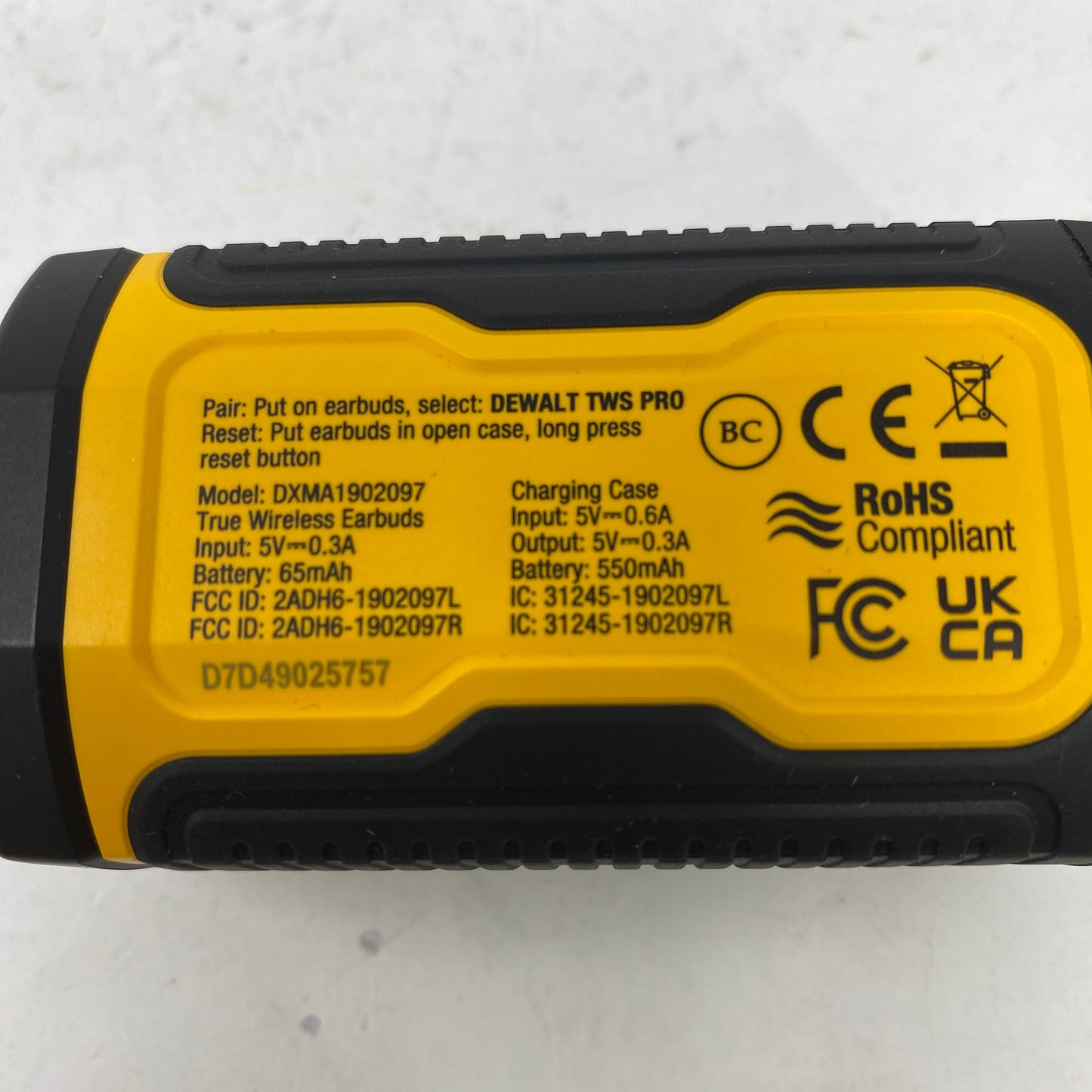 New DeWalt Jobsite Pro-x2 Wireless Bluetooth Earbuds Black DXMA1902097