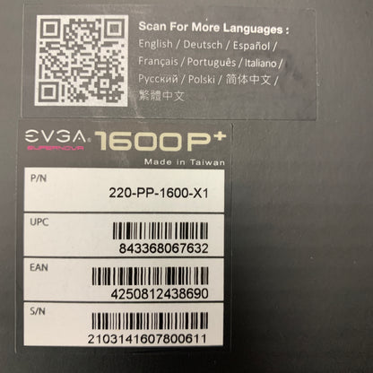 New EVGA EVGA 1600W Platinum Supernova 220-PP-1600-X1 Power Supply
