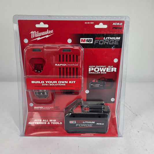 New Milwaukee 48-59-1881 M18 18V REDLITHIUM FORGE XC8.0 Starter Kit