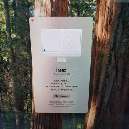 2021 Apple iMac 24" M1 8 Core 3.2GHz 8GB RAM 256GB SSD Silver MGPC3LL/A