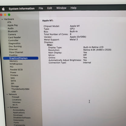 2021 Apple iMac 24" M1 8 Core 3.2GHz 8GB RAM 256GB SSD Silver MGPC3LL/A