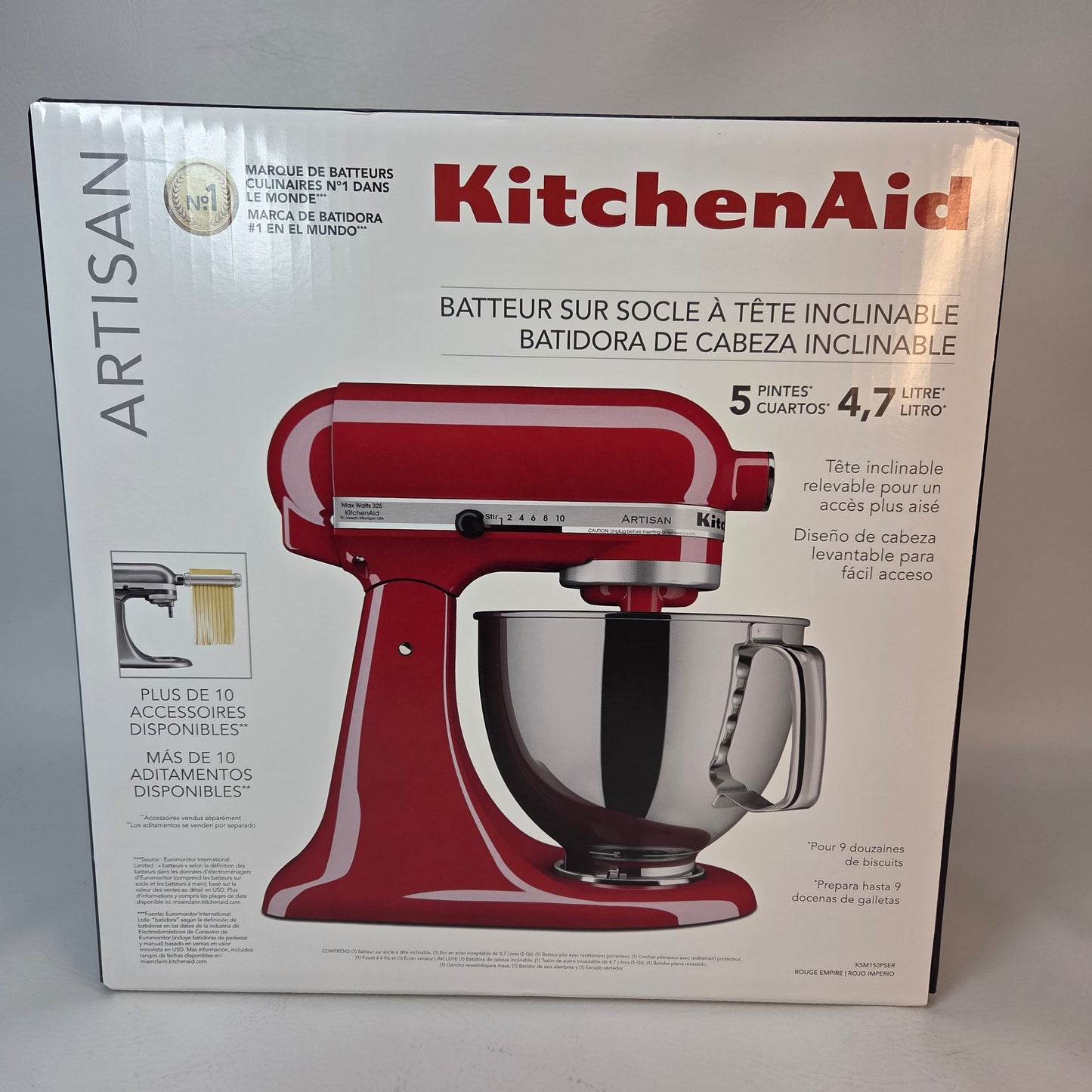 New KitchenAid Artisan 5 qt. Tilt-Head Stand Mixer Empire Red KSM150PSER
