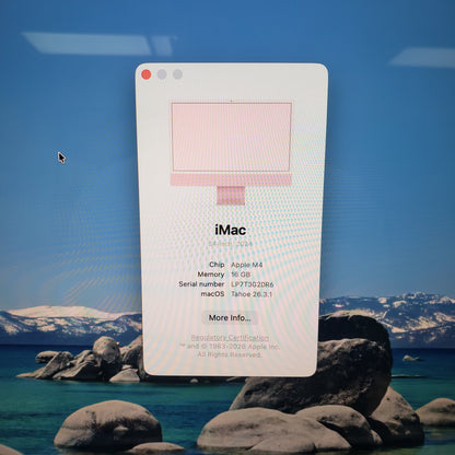 2024 Apple iMac 24" M4 8 Core 4.5GHz 16GB RAM 256GB SSD Pink MWUG3LL/A