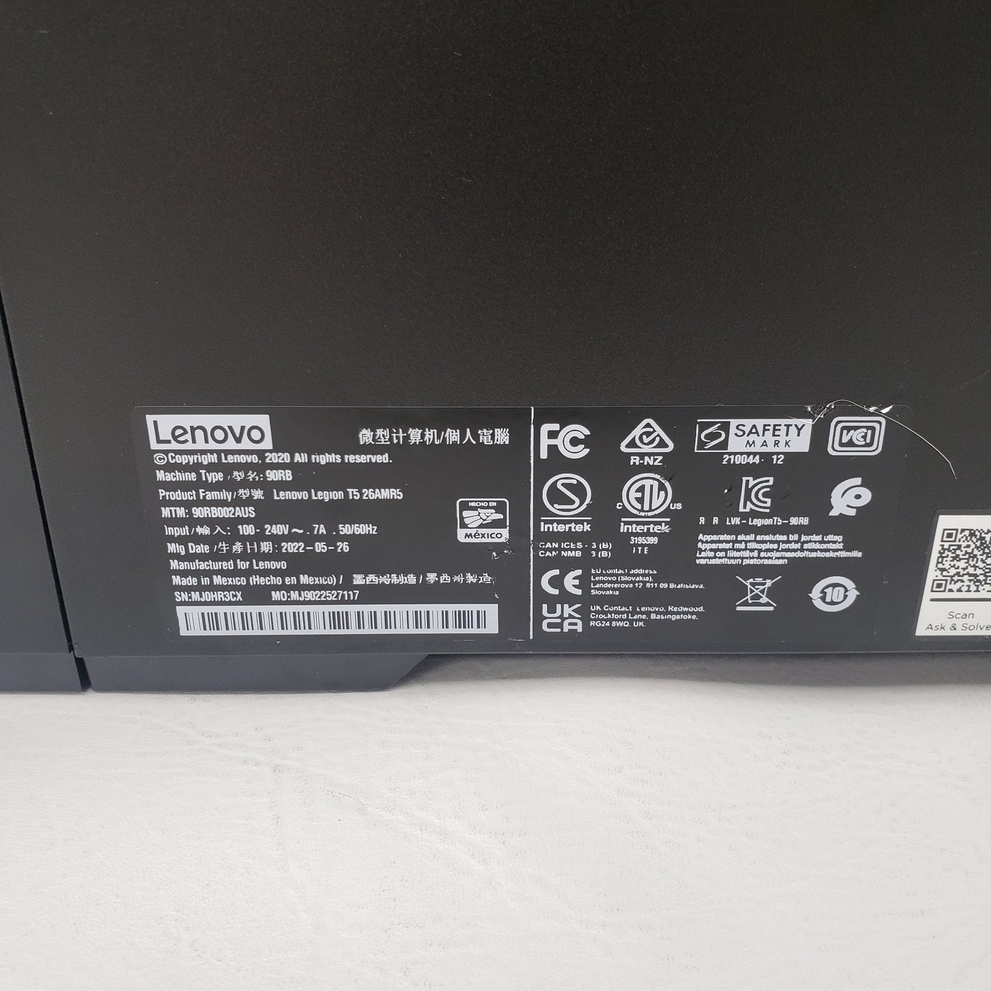 Lenovo Legion T5 26AMR5 26AMR5 Ryzen 7 5800 3.40GHz 16GB RAM 256GB SSD 1TB HDD GeForce RTX 3060 