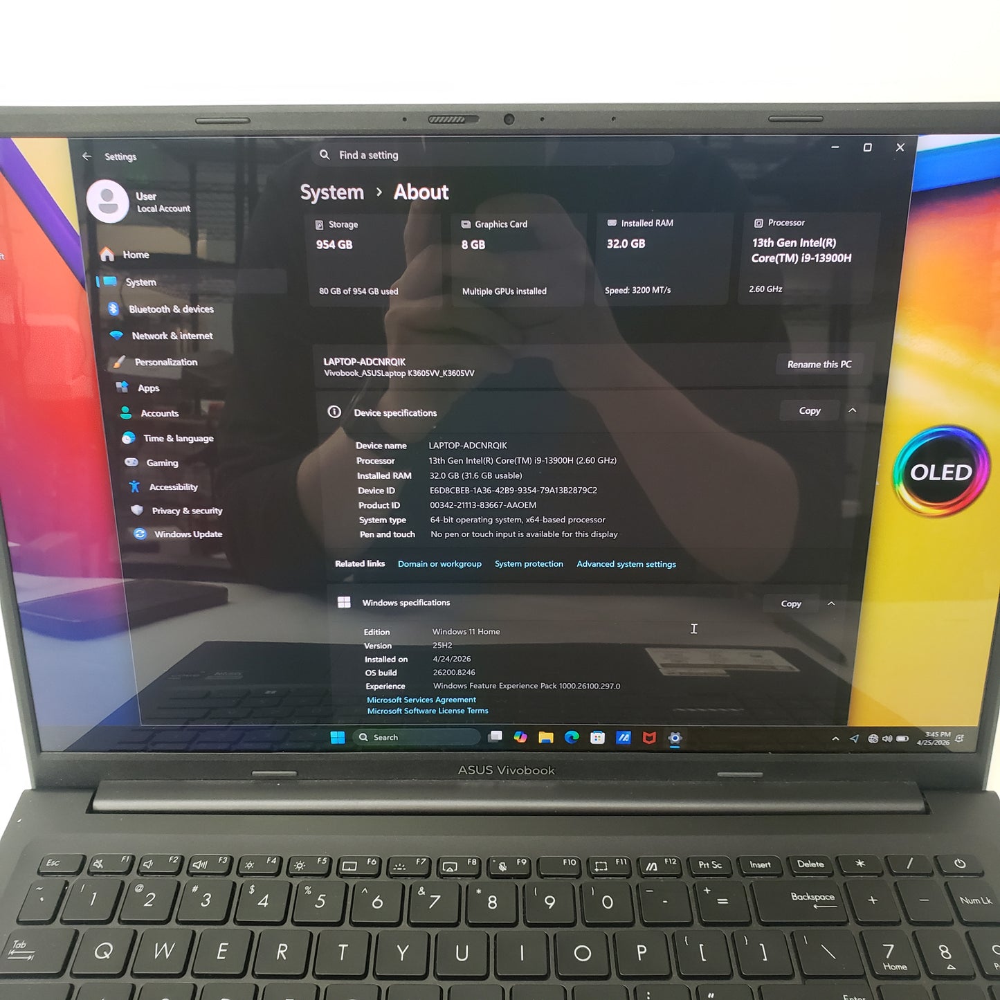 Asus Vivobook 16X OLED 16" i9-13900H 2.6GHz 32GB RAM 1TB SSD GeForce RTX 4060