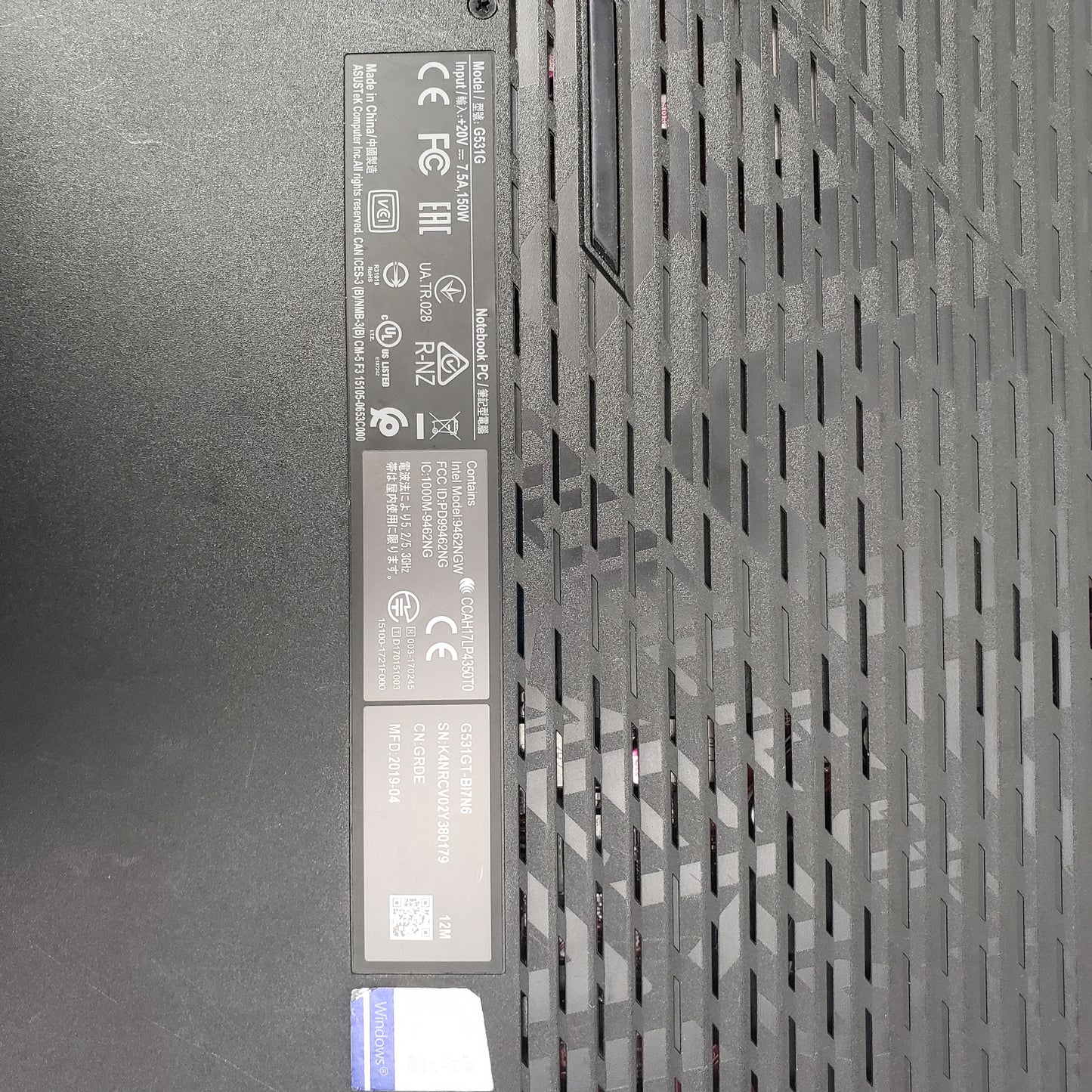 Asus ROG Strix G531GT 15.6" i7-9750H 2.6GHz 16GB RAM 512GB SSD GeForce GTX 1650