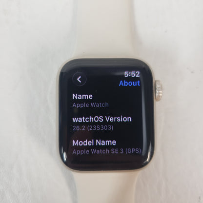 GPS Only Apple Watch SE 3 40MM Starlight Aluminum Starlight Sport Band MEH34LW/A