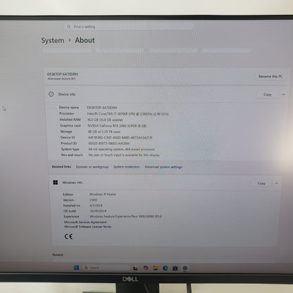 Alienware Aurora R11 6A70DRH Core i7-10700F 2.90GHz 16GB RAM 2TB HDD 512GB SSD GeForce RTX 2080 Super
