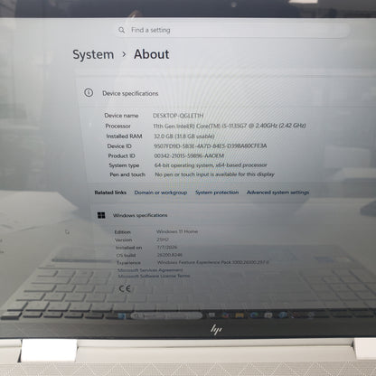 HP Envy x360 QGLET1H 15.6" i5-1135G7 2.4GHz 32GB RAM 1TB SSD