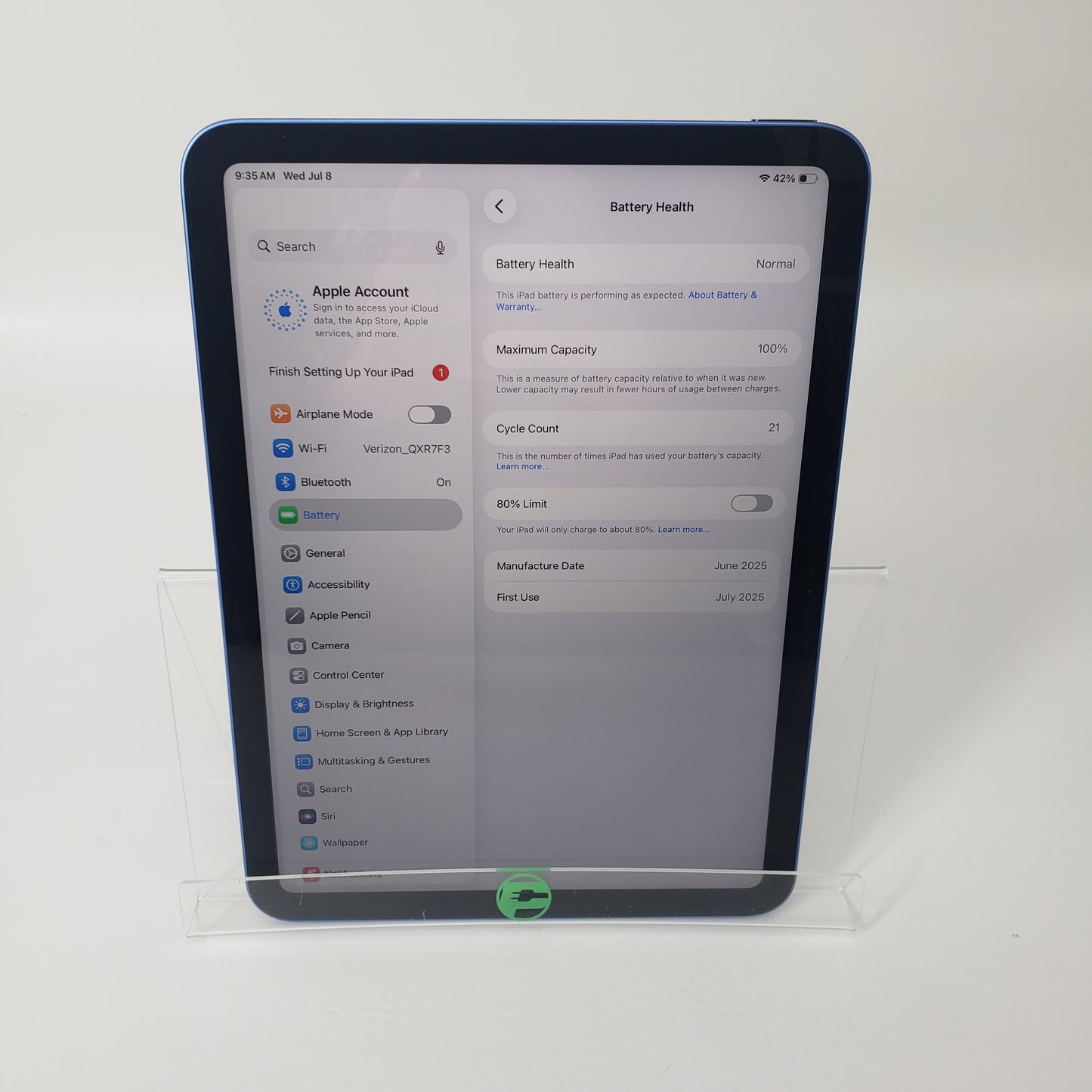 WiFi Only Apple iPad 11" (A16) 128GB Blue MD4A4LL/A
