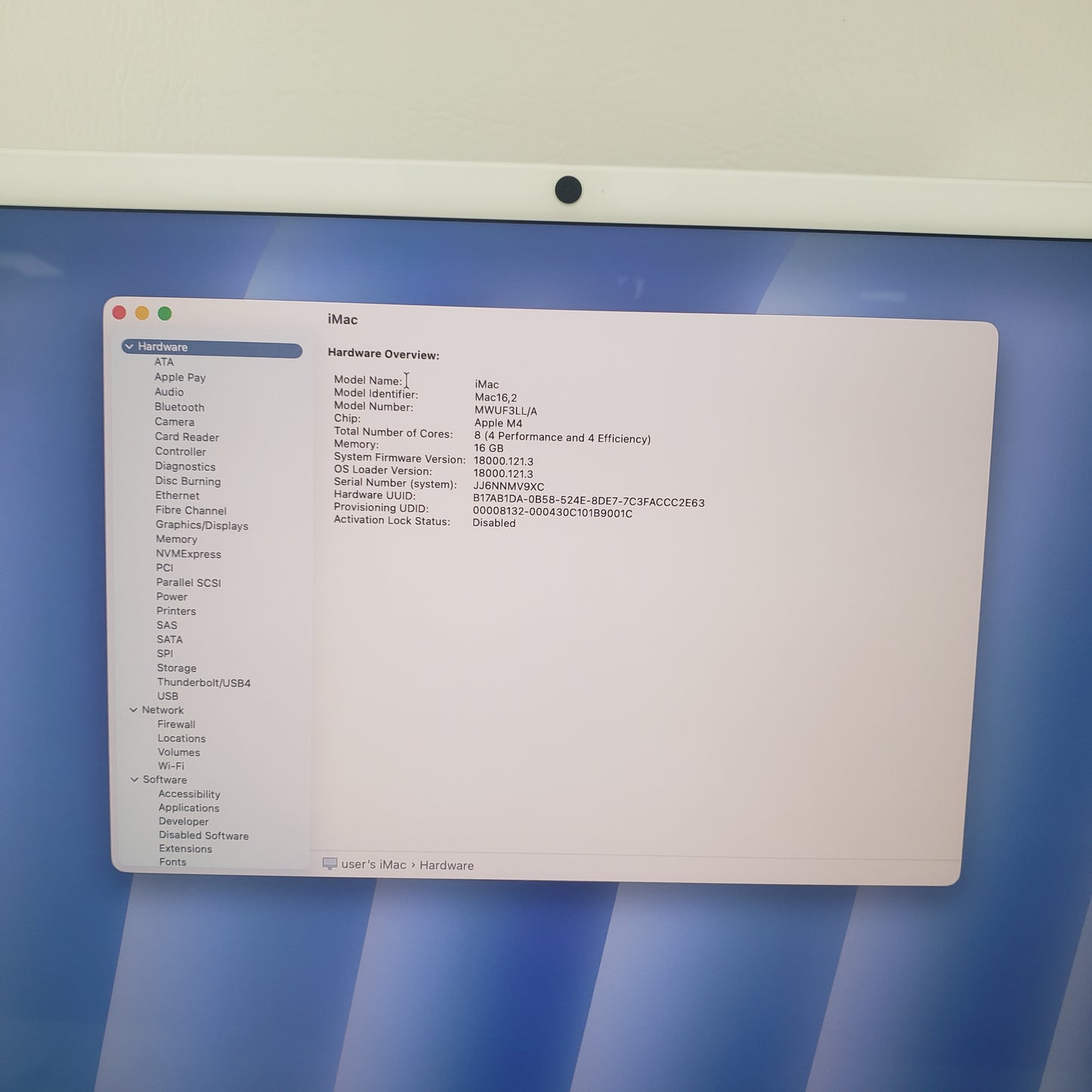 2024 Apple iMac 24" M4 8 Core 4.5GHz 16GB RAM 256GB SSD Blue MWUF3LL/A