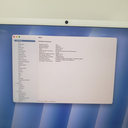 2024 Apple iMac 24" M4 8 Core 4.5GHz 16GB RAM 256GB SSD Blue MWUF3LL/A