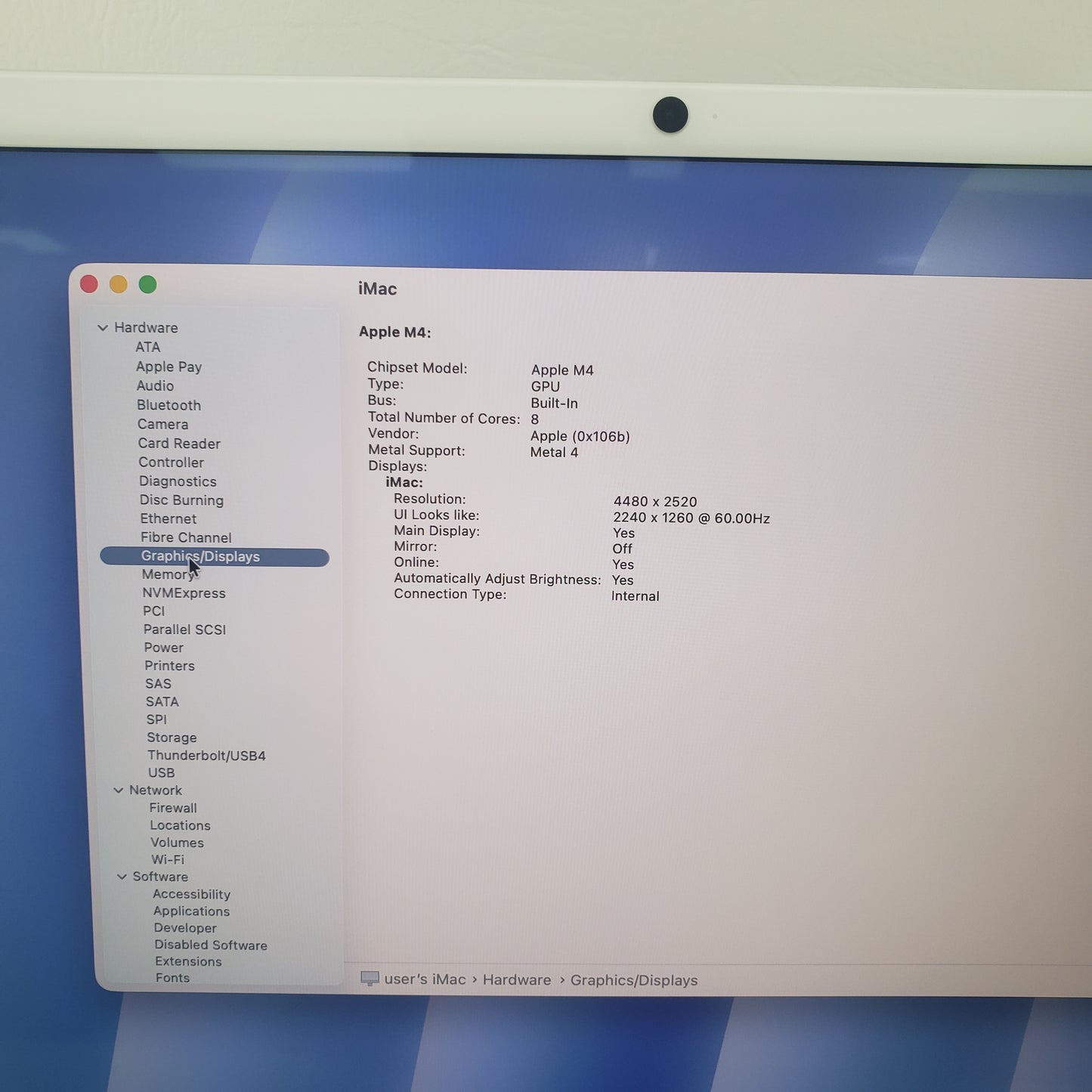 2024 Apple iMac 24" M4 8 Core 4.5GHz 16GB RAM 256GB SSD Blue MWUF3LL/A