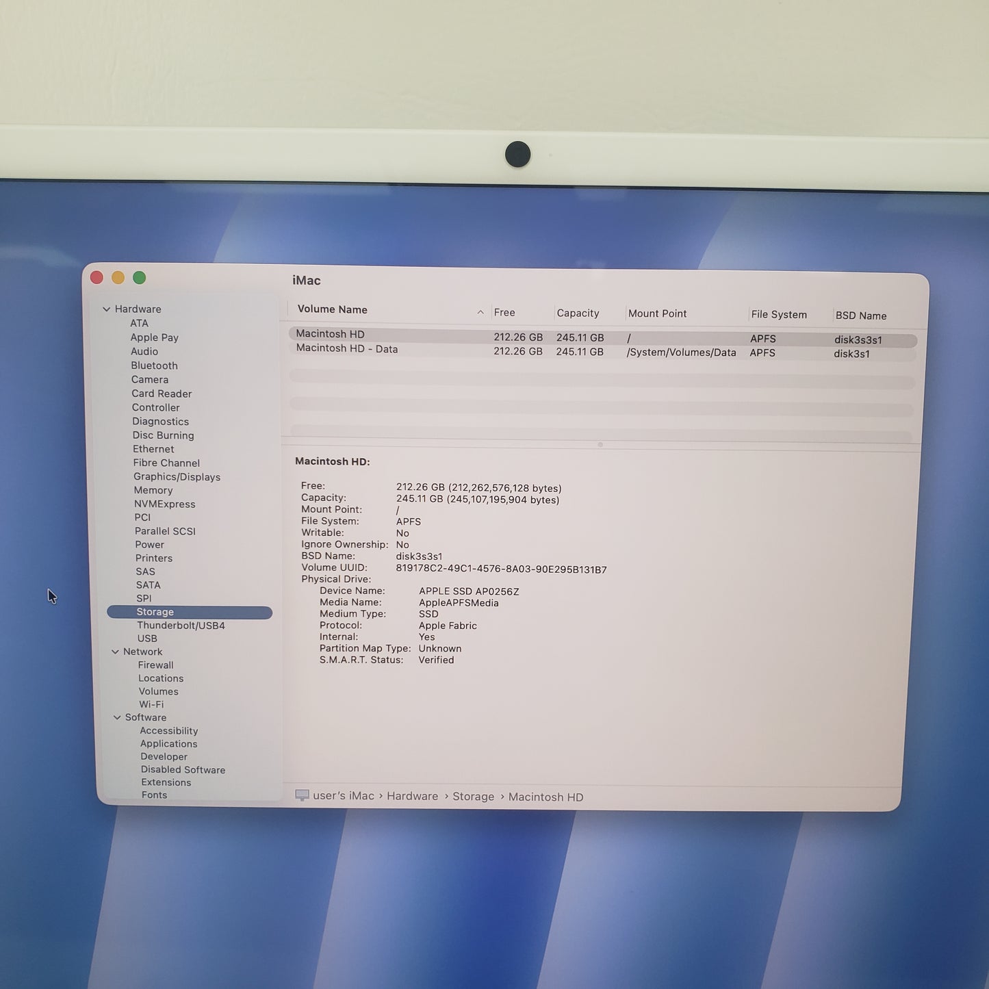 2024 Apple iMac 24" M4 8 Core 4.5GHz 16GB RAM 256GB SSD Blue MWUF3LL/A