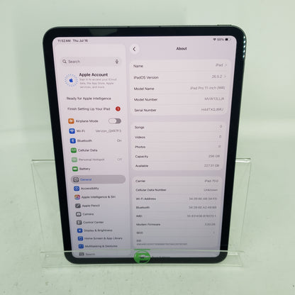 WiFi Only Apple iPad Pro 11" M4 256GB Space Black MVW13LL/A