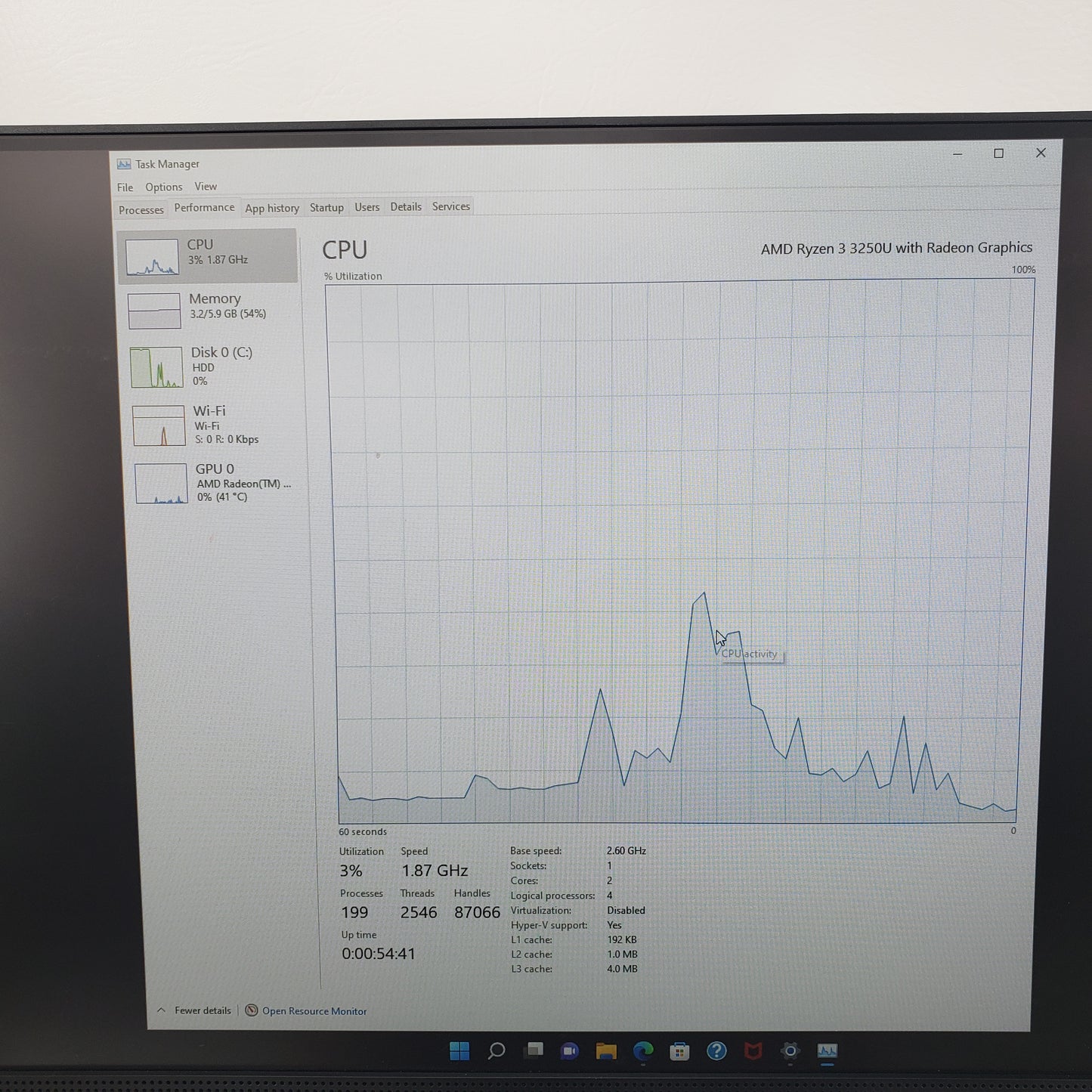 HP Touch All-In-One 22 CVUS8SG 21.5" Ryzen 3 3250U 2.60GHz 8GB RAM 1TB HDD