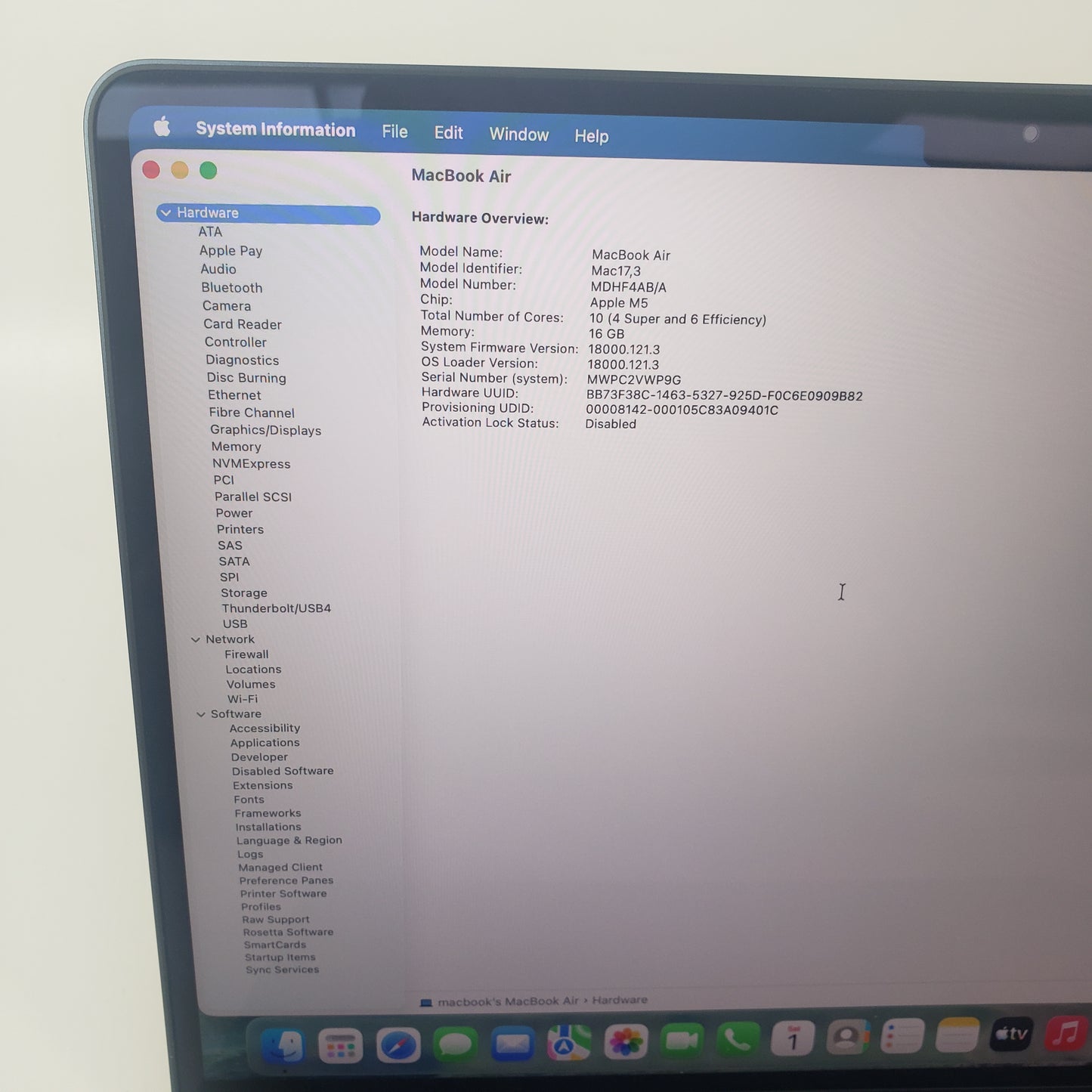 2026 Apple MacBook Air 13" M5 10C GPU 4.6GHz 16GB RAM 1TB SSD MDHF4AB/A