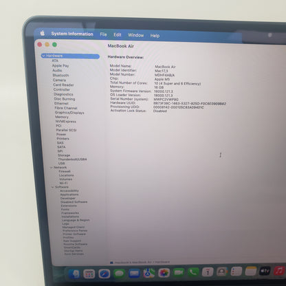 2026 Apple MacBook Air 13" M5 10C GPU 4.6GHz 16GB RAM 1TB SSD MDHF4AB/A