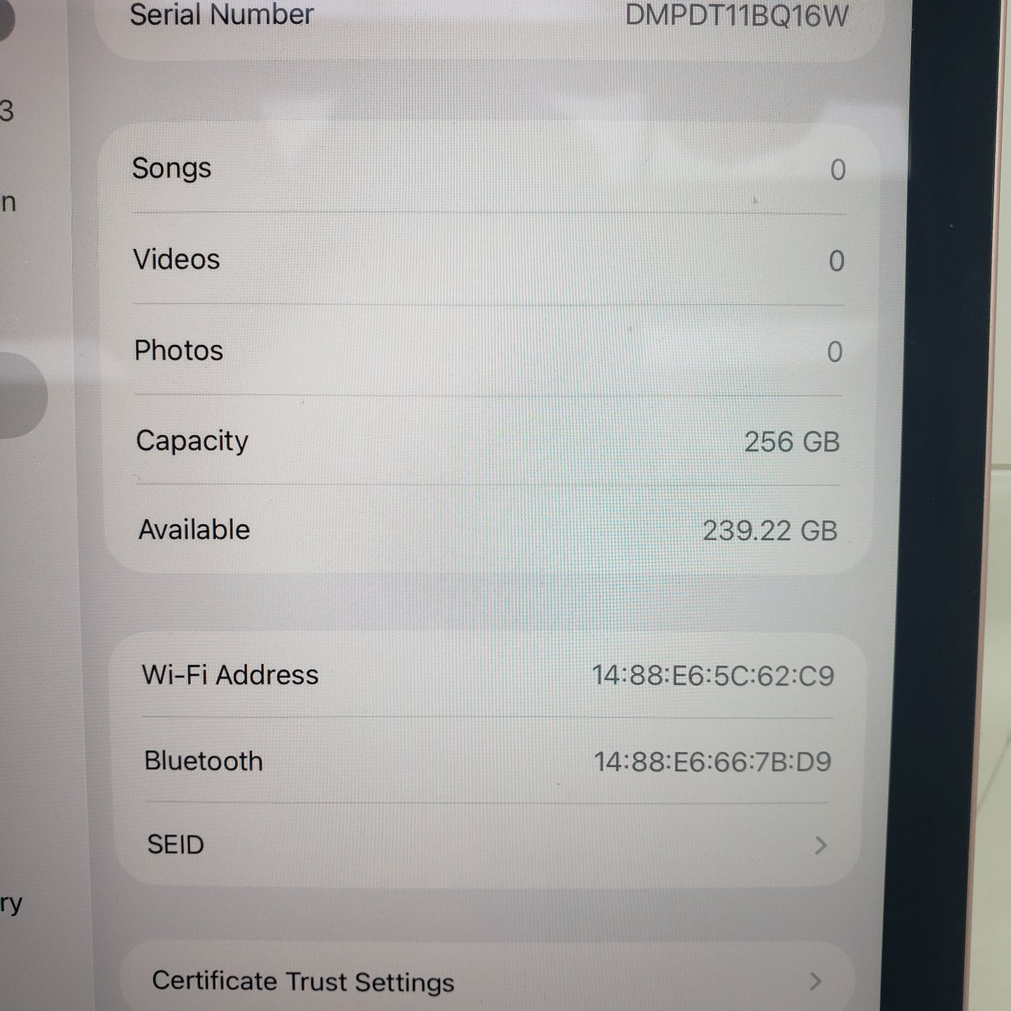 WiFi Only Apple iPad Air 4th Gen 256GB Rose Gold MYFX2LL/A