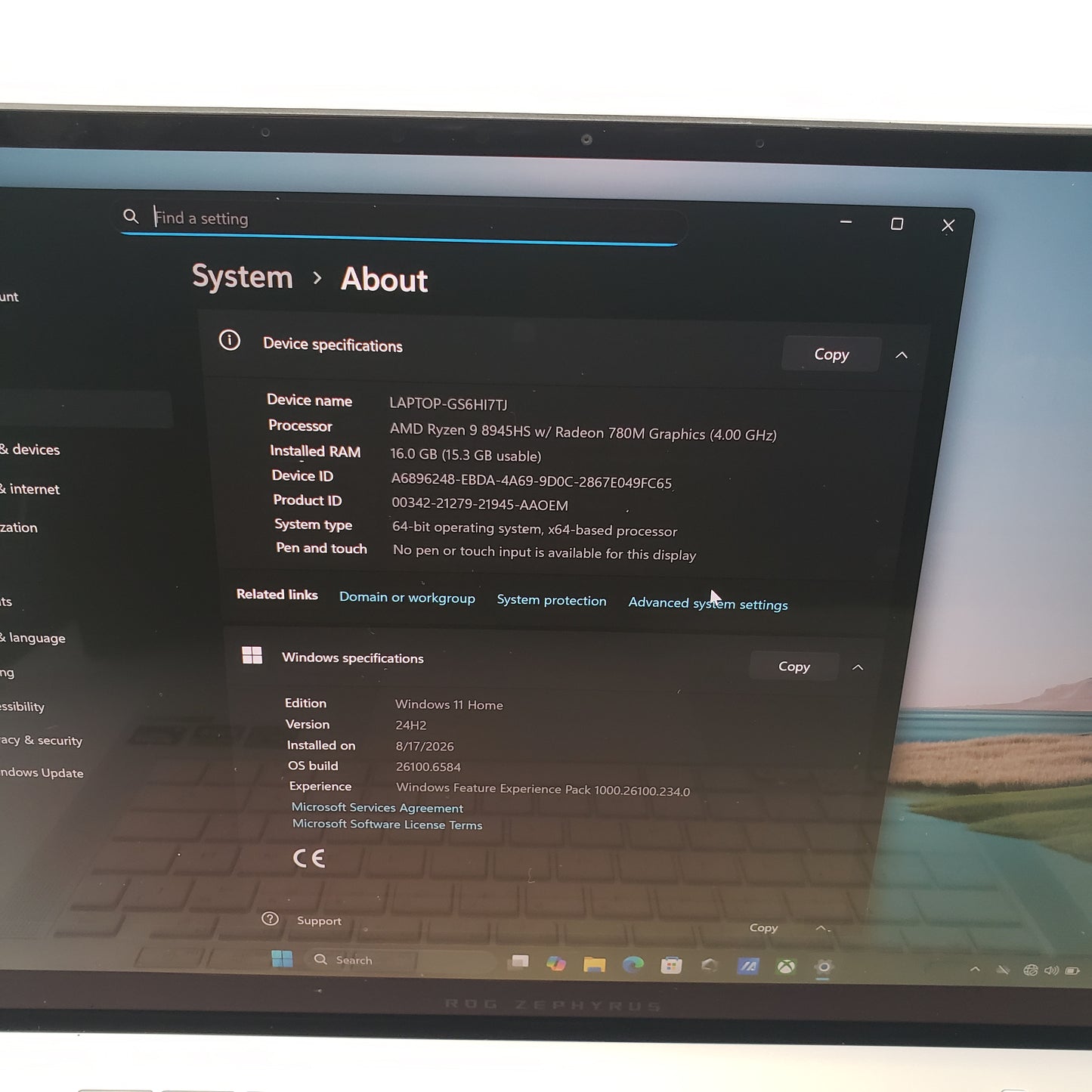 Asus ROG Zephyrus G14 GA403UV 14" Ryzen 9 8945HS 4.0GHz 16GB RAM 1TB SSD GeForce