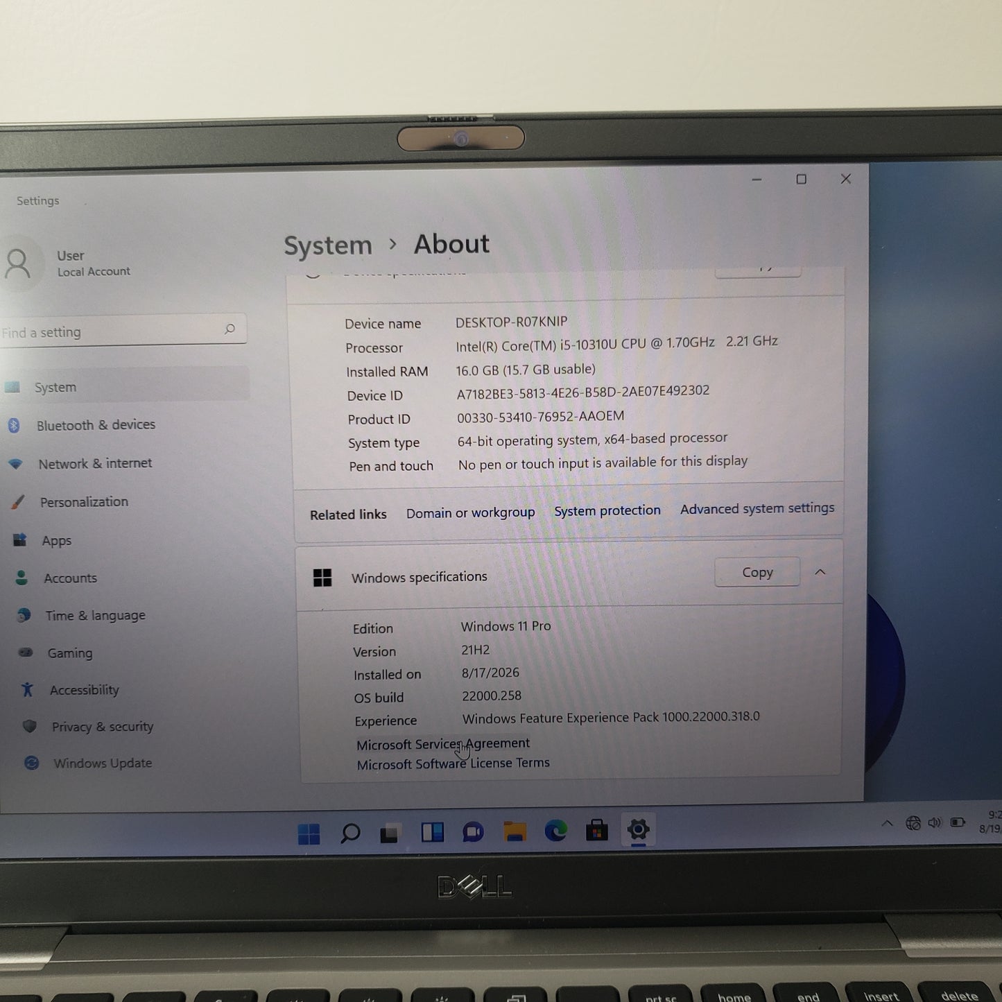 Dell Latitude 7310 13.3" i5-10310U 1.7GHz 16GB RAM 512GB SSD