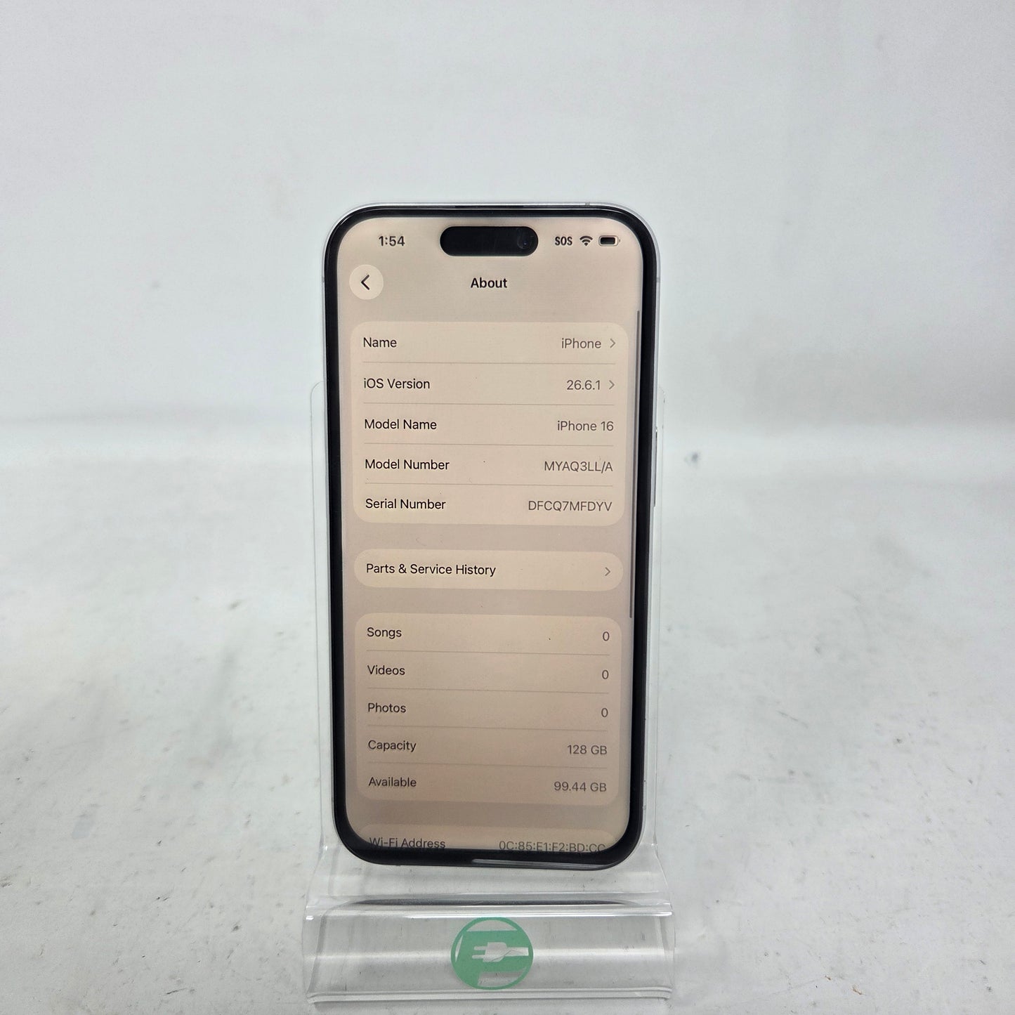 Factory Unlocked Apple iPhone 16 128GB White MYAQ3LL/A