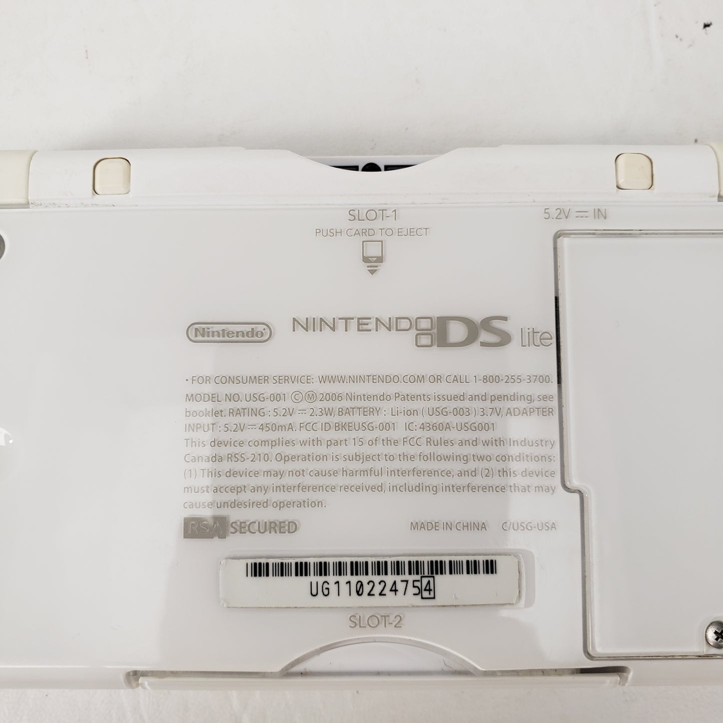 Nintendo DS Lite Handheld Game Console Only USG-001 White