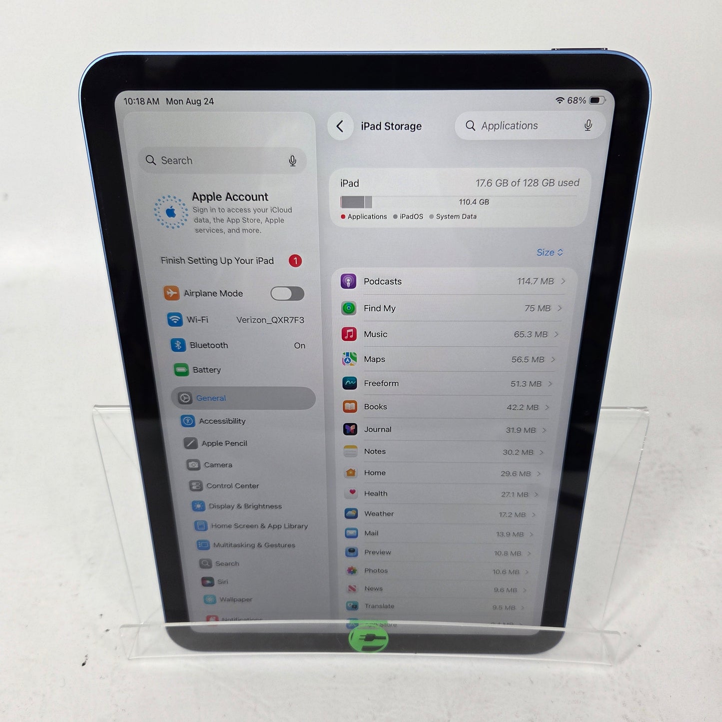 WiFi Only Apple iPad 11" (A16) 128GB Blue MD4A4LL/A
