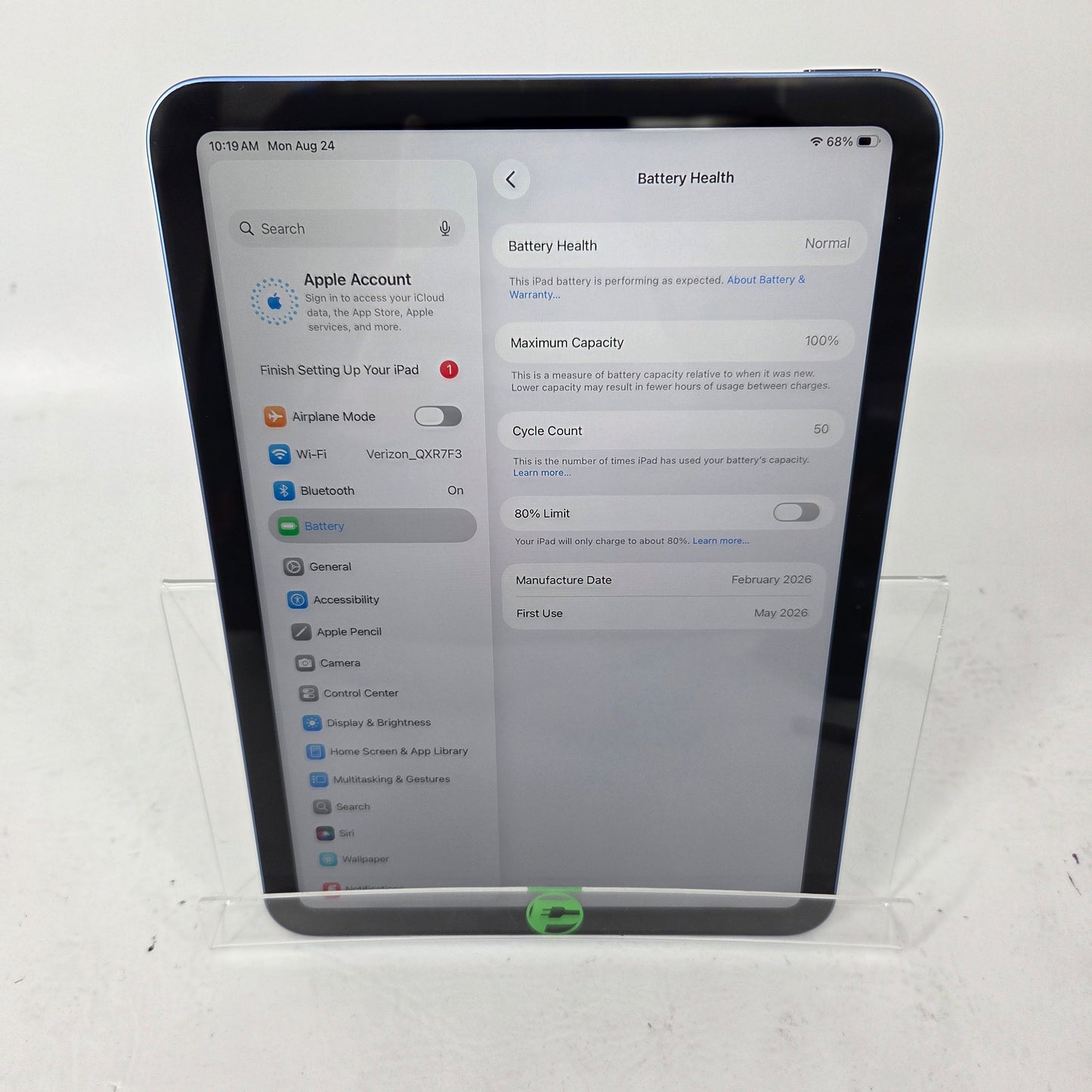 WiFi Only Apple iPad 11" (A16) 128GB Blue MD4A4LL/A