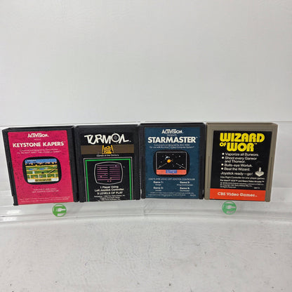 Lot of 4 Atari 2600 Games Keystone Kapers Turmoil Starmaster Wizard of Wor