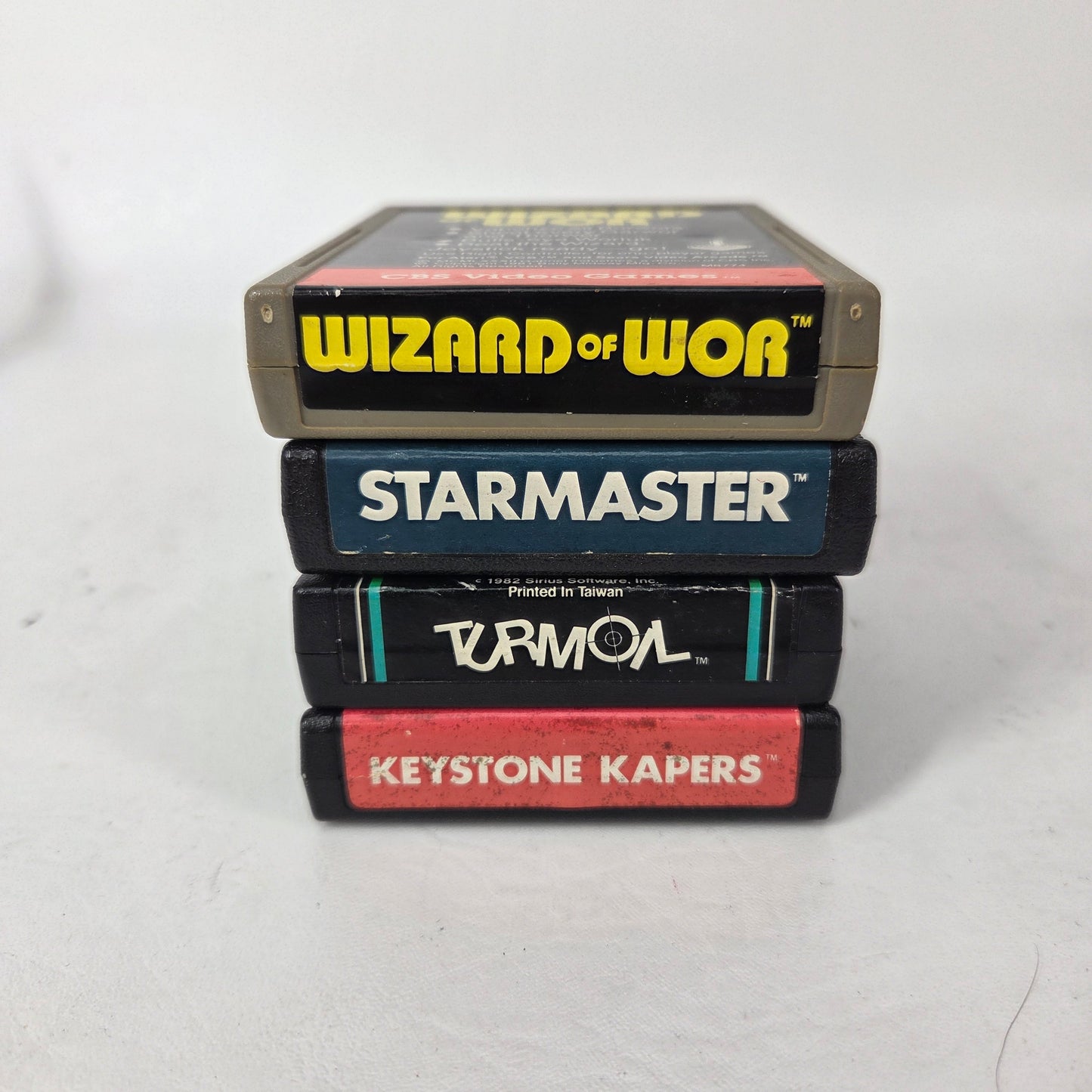 Lot of 4 Atari 2600 Games Keystone Kapers Turmoil Starmaster Wizard of Wor
