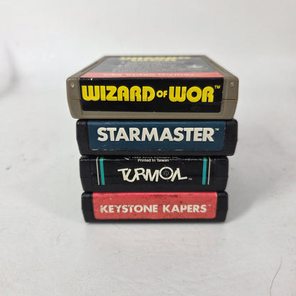 Lot of 4 Atari 2600 Games Keystone Kapers Turmoil Starmaster Wizard of Wor
