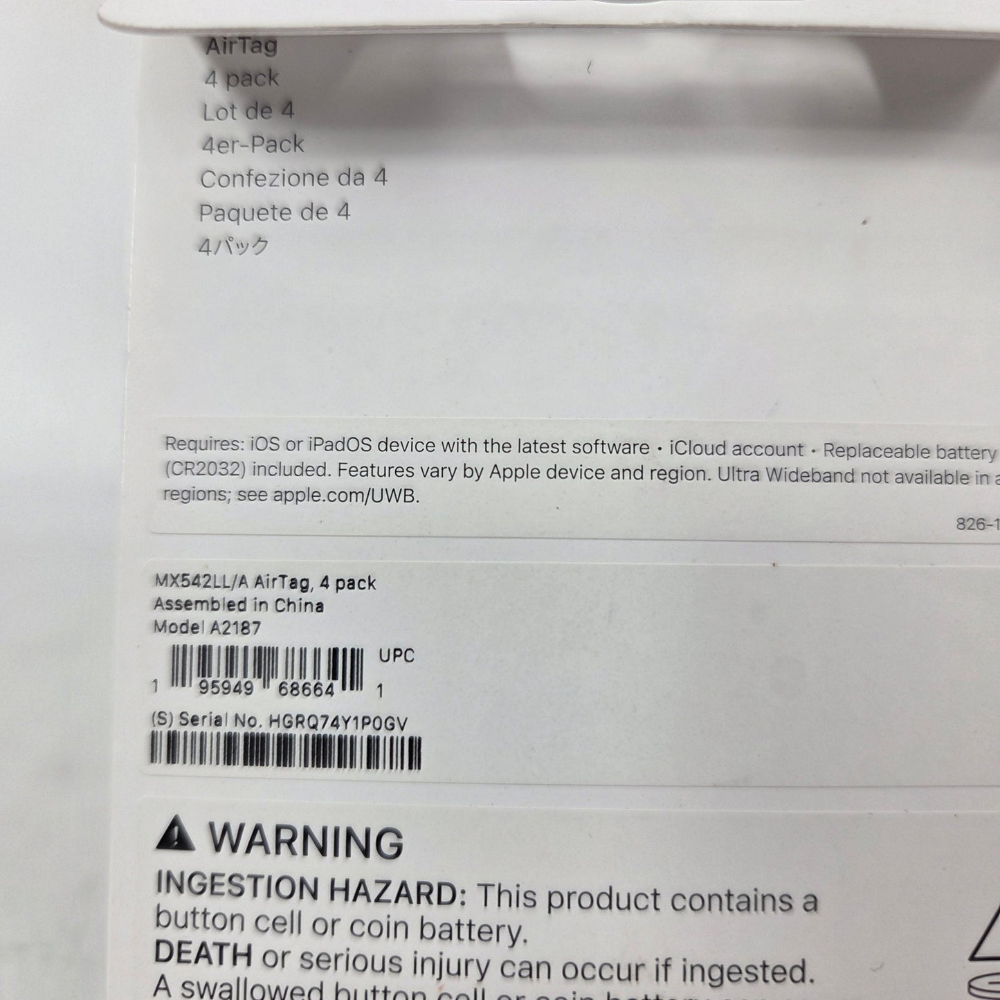New Apple AirTag (1st Gen) 4 Pack White MX542LL/A 